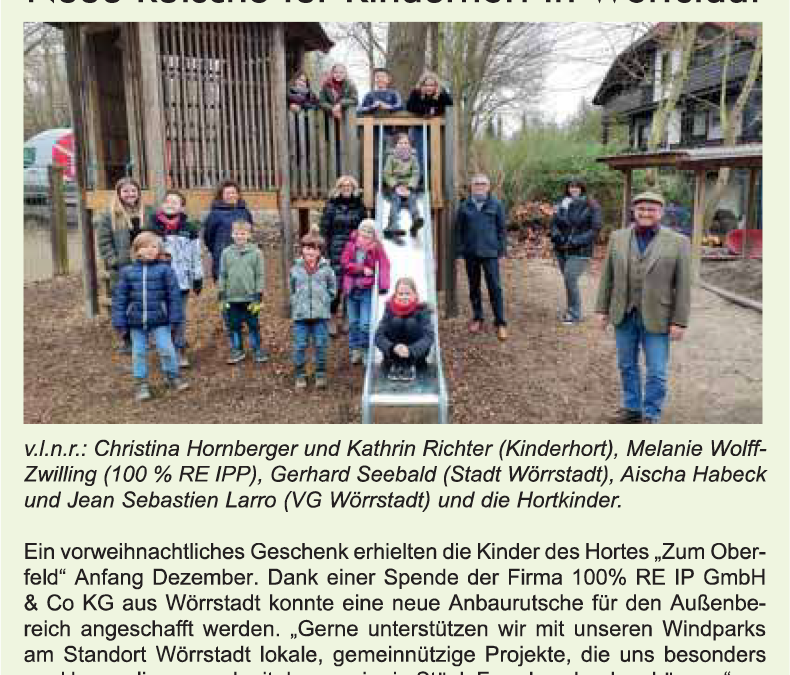 Neue Rutsche für Kinderhort in Wörrstadt